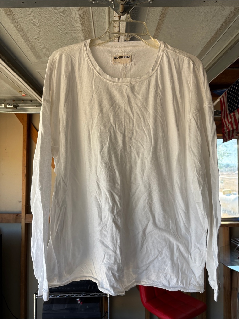 We The Free White Long Sleeve Crew Tee - Lightweight Cotton